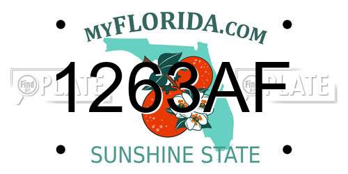 1263AF Florida License Plate