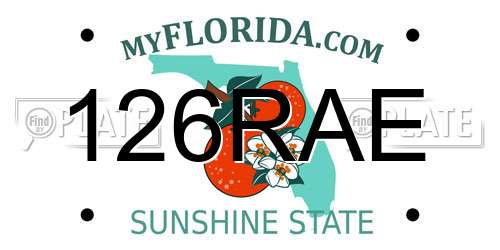 126RAE Florida License Plate