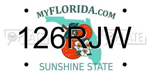 126RJW Florida License Plate