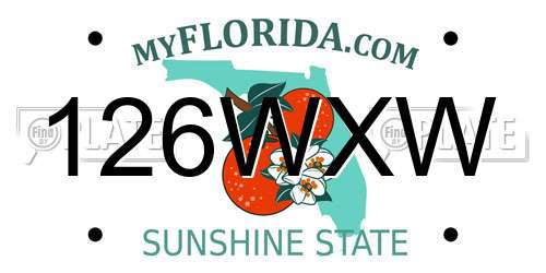 126WXW Florida License Plate