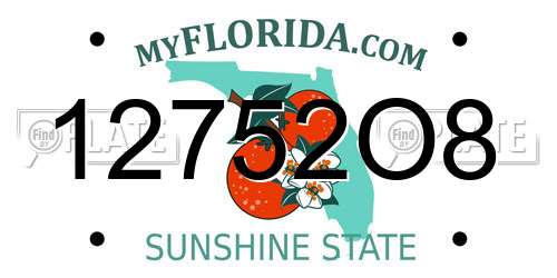 12752O8 Florida License Plate