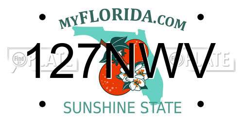 127NWV Florida License Plate