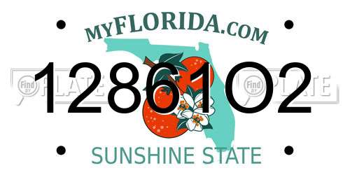 12861O2 Florida License Plate