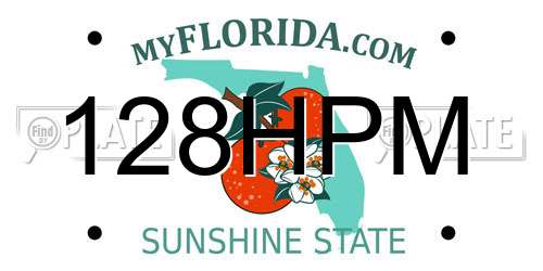 128HPM Florida License Plate