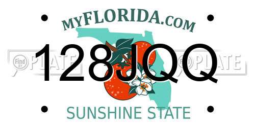 128JQQ Florida License Plate
