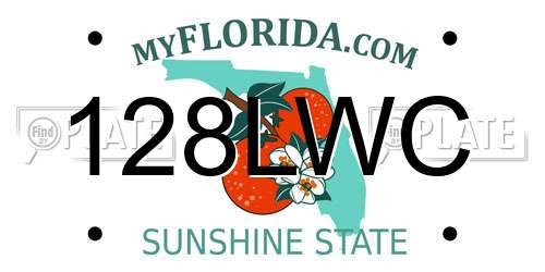128LWC Florida License Plate