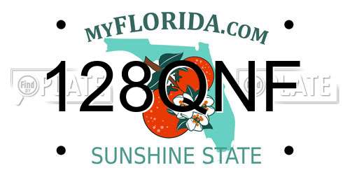 128QNF Florida License Plate