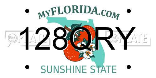 128QRY Florida License Plate