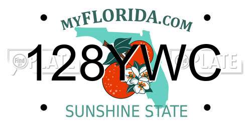 128YWC Florida License Plate