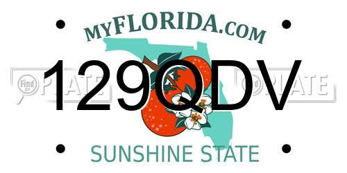 129QDV Florida License Plate