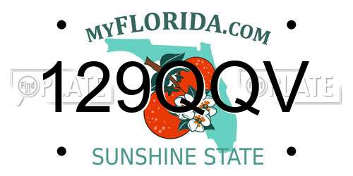 129QQV Florida License Plate