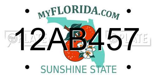 12AB457 Florida License Plate