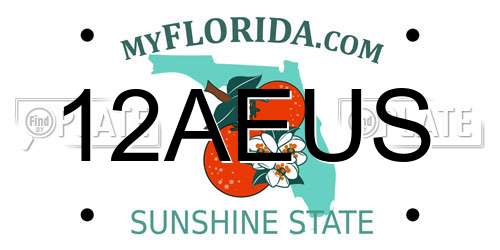 12AEUS Florida License Plate