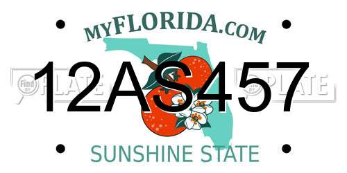 12AS457 Florida License Plate