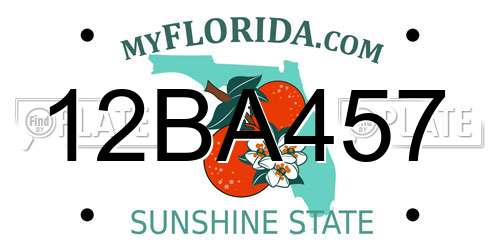 12BA457 Florida License Plate