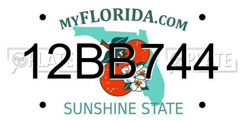 12BB744 Florida License Plate
