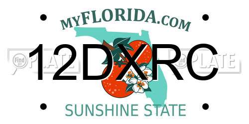 12DXRC Florida License Plate