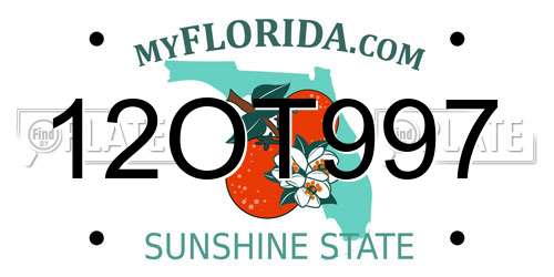 12OT997 Florida License Plate