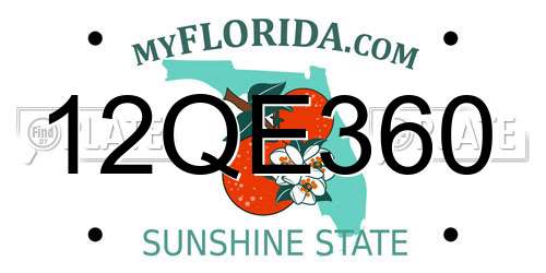 12QE360 Florida License Plate