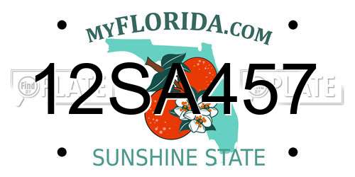 12SA457 Florida License Plate