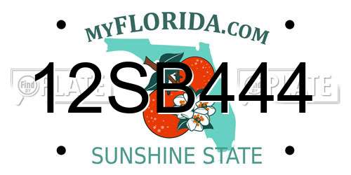 12SB444 Florida License Plate