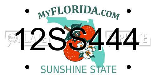 12SS444 Florida License Plate