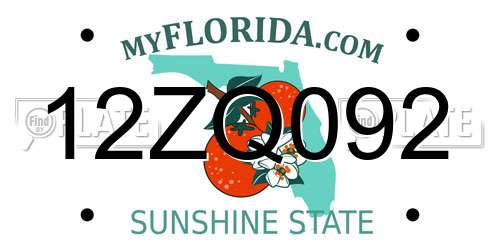12ZQ092 Florida License Plate
