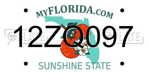 12ZQ097 Florida License Plate