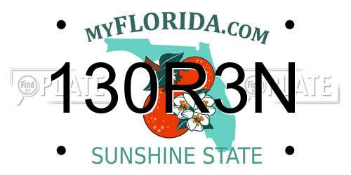 130R3N Florida License Plate