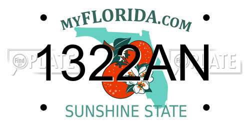1322AN Florida License Plate