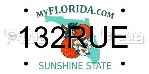 132RUE Florida License Plate