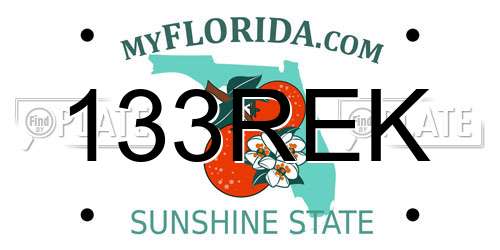 133REK Florida License Plate