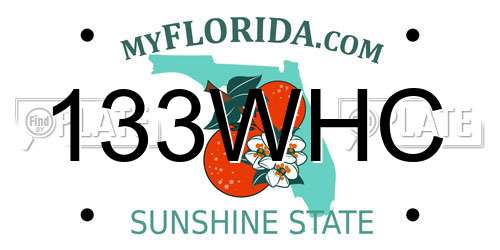133WHC Florida License Plate