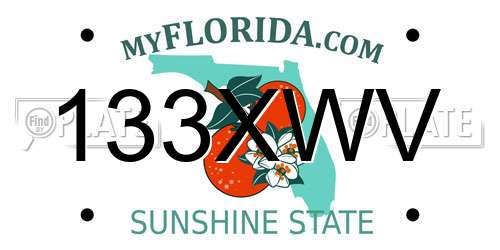 133XWV Florida License Plate