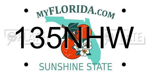 135NHW Florida License Plate