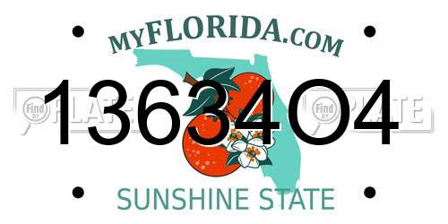 13634O4 Florida License Plate