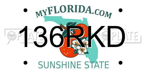 136RKD Florida License Plate