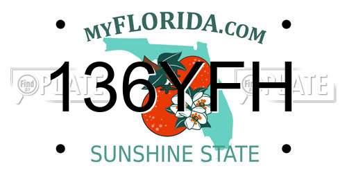 136YFH Florida License Plate