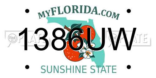 1386UW Florida License Plate