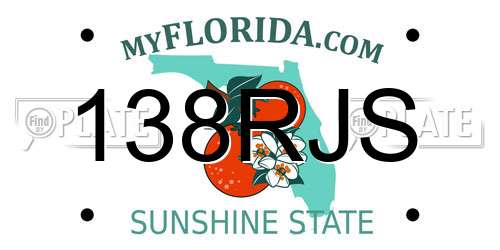 138RJS Florida License Plate