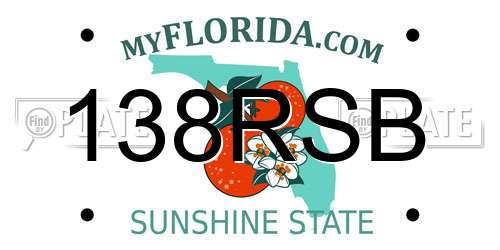 138RSB Florida License Plate