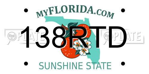 138RTD Florida License Plate