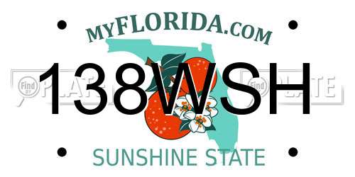 138WSH Florida License Plate