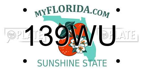 139WU Florida License Plate