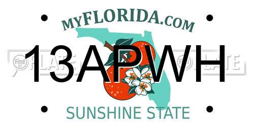 13APWH Florida License Plate
