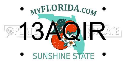 13AQIR Florida License Plate