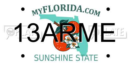 13ARME Florida License Plate