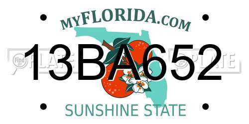 13BA652 Florida License Plate
