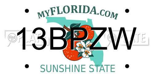 13BPZW Florida License Plate