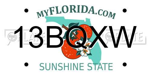 13BQXW Florida License Plate